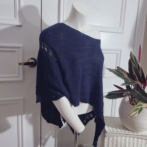 Italian Designer Berretti- Exclusive Hand-made Knit Curved Sweater Shawl